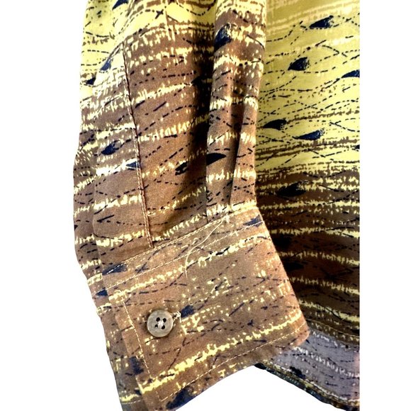 Andrew Fezza New York 100% Rayon Multi Green Hues Men’s Long Sleeve Shirt Size X - Picture 4 of 8